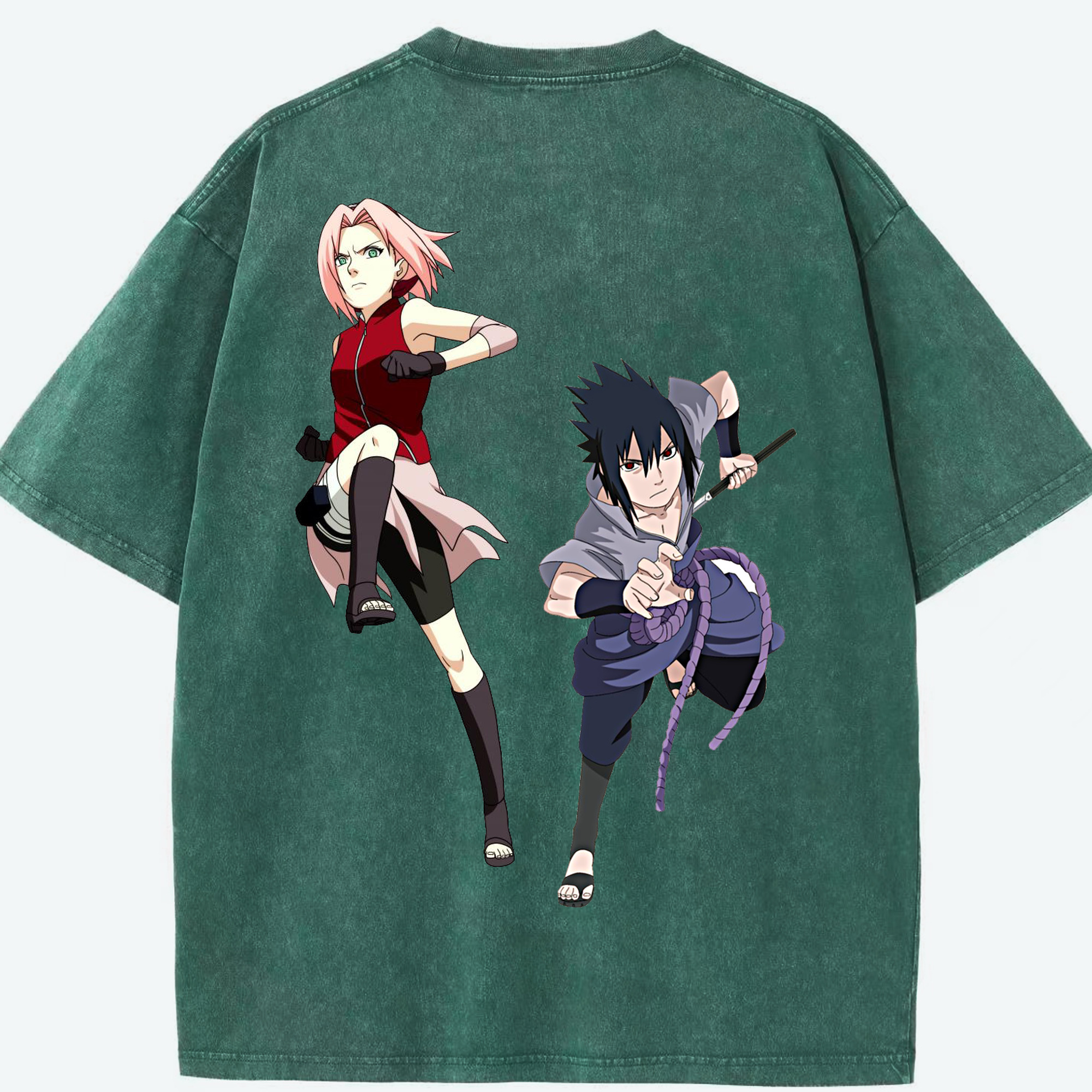 （画像用） NARUTO -ナルト- 春野サクラ Haruno Sakura 綿100% ヴィンテージ風 半袖Tシャツ（背面プリント）